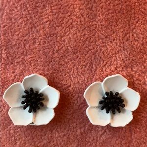 Black and white floral earrings